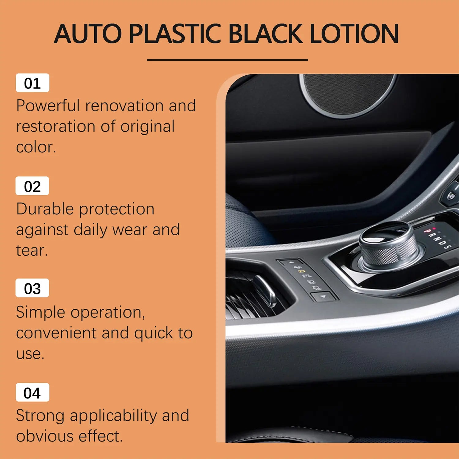 Professional Plastic Restorer for Automotive Trim and Interior – Revitalizes Faded Plastic, Rubber, and Vinyl Surfaces with Applicator Pad