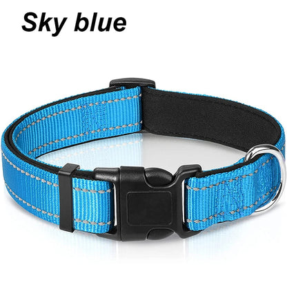 Reflective Dog Collar for Medium Large Dogs Soft Neoprene Padded Nylon Sturdy Adjustable Pets Collar for Medium Large Dogs