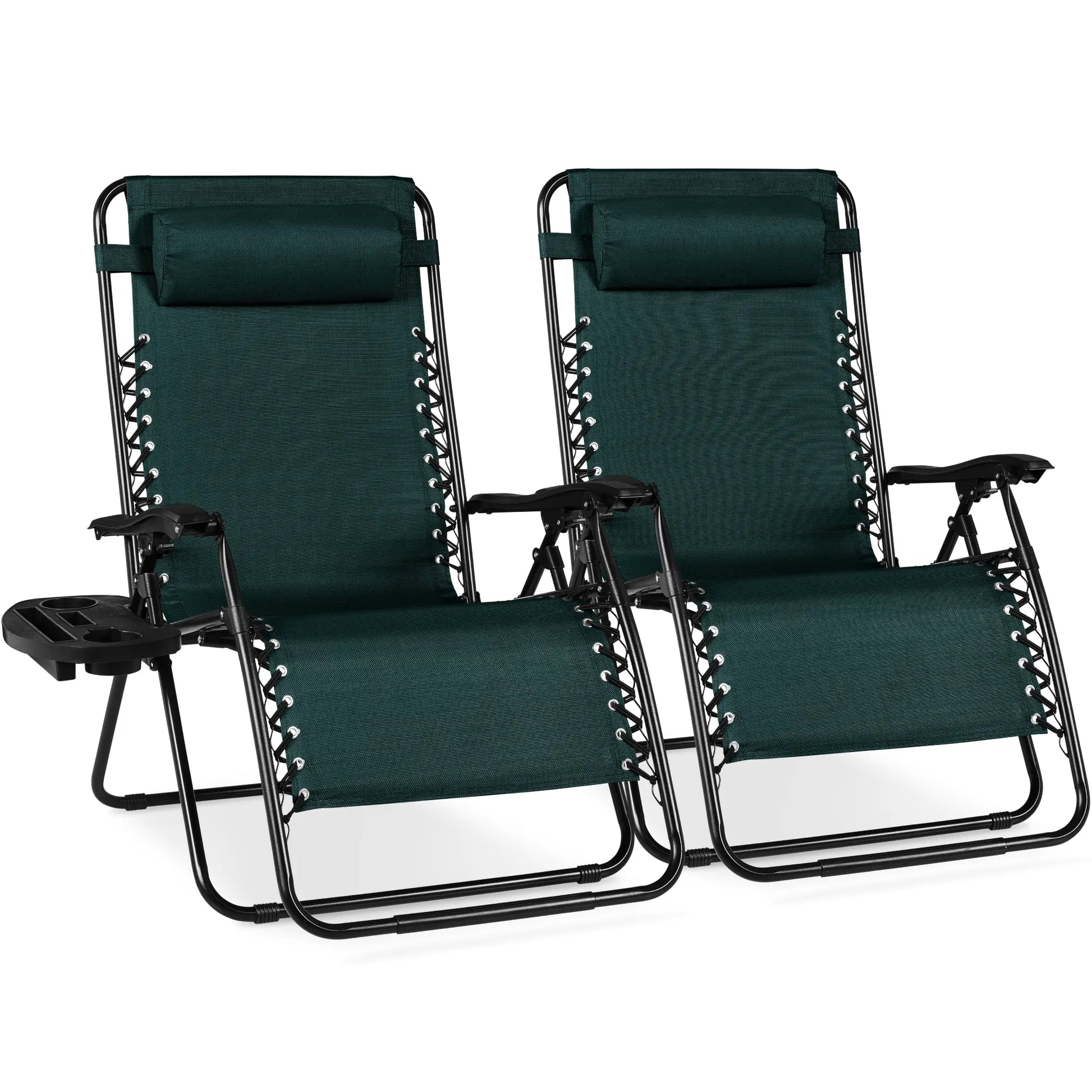 Set of 2 Extra Wide Zero Gravity Lounge Chair Recliners with Cup Holders