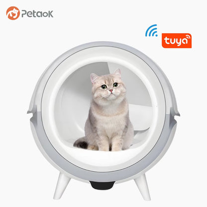 App-Controlled Plastic Square Space Capsule Eco-Friendly Advanced Odor Lock Anti-Tracking Design Automatic Cat Litter Box Tuya