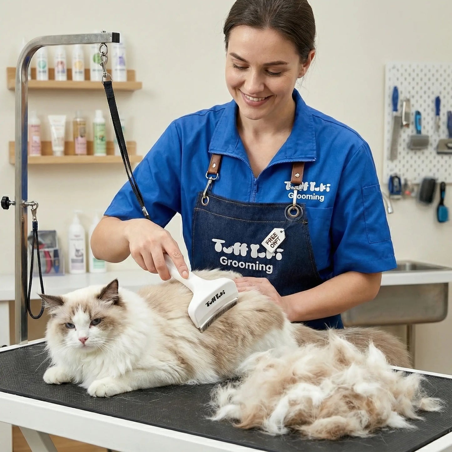 TUFFYUKI Professional Pet Deshedding Tool Gentle Undercoat Rake for Dogs Cats Reduces Shedding Fast Dematting Comb Long Hair Pet Fur Removal Cat Grooming Tool