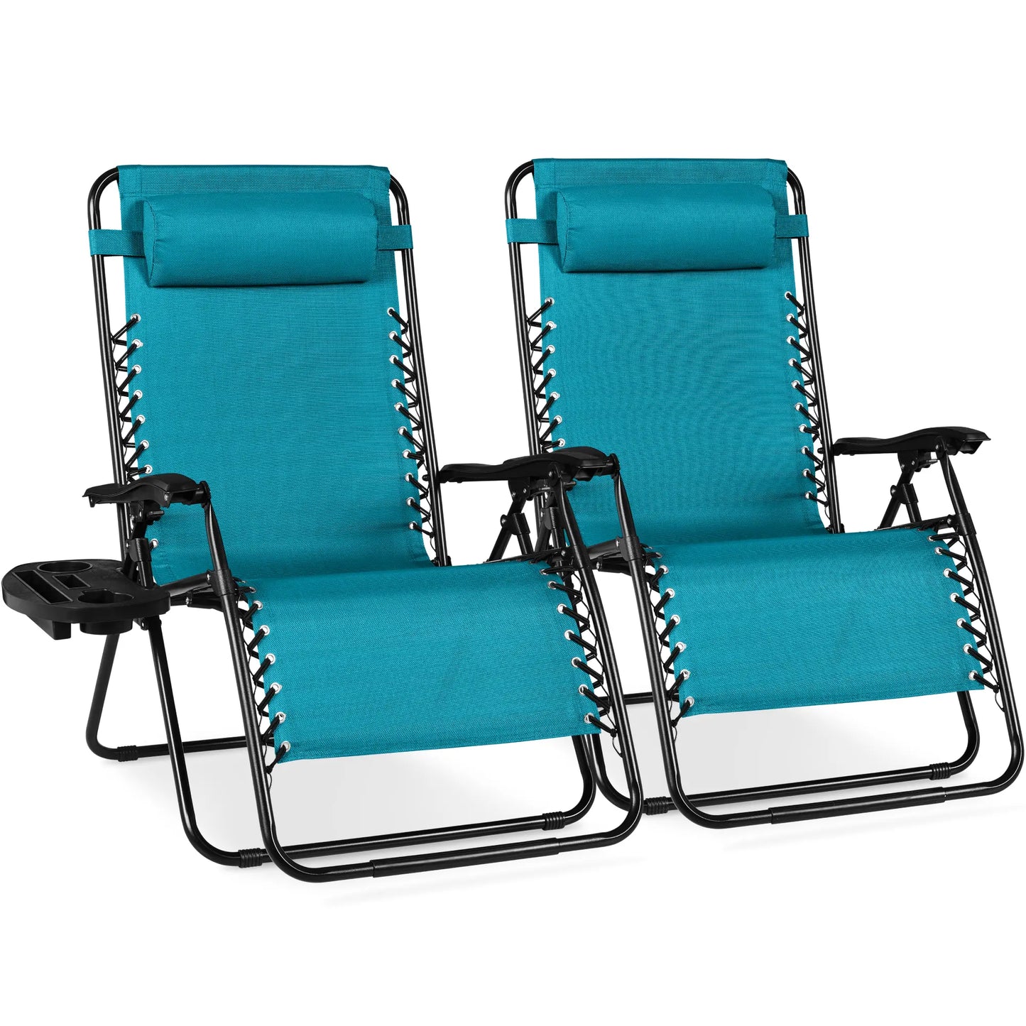 Set of 2 Extra Wide Zero Gravity Lounge Chair Recliners with Cup Holders