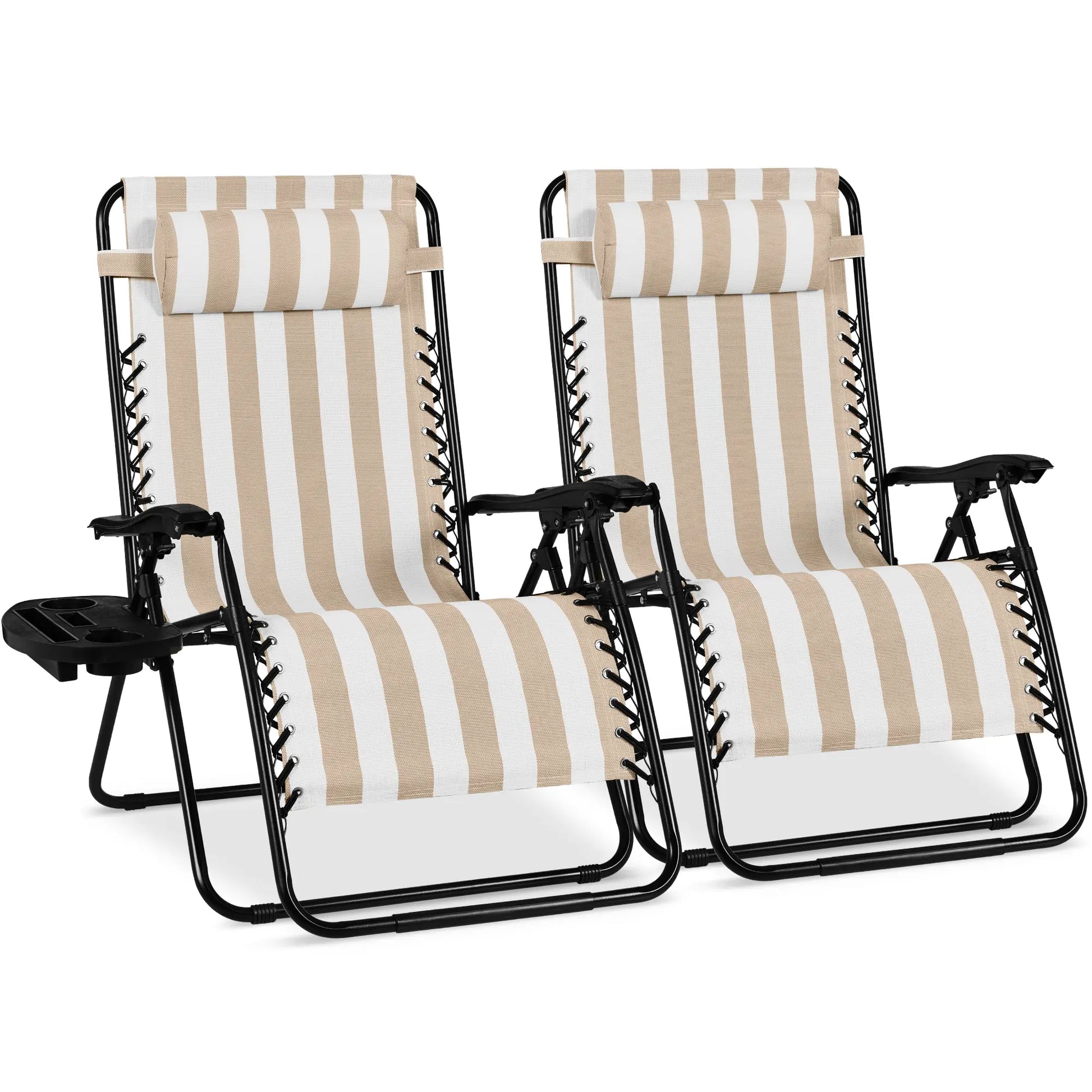 Set of 2 Extra Wide Zero Gravity Lounge Chair Recliners with Cup Holders