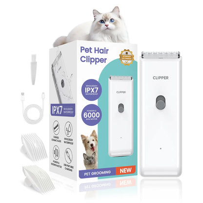 Professional Cordless Pet Clippers for Dog and Cat Grooming, Low Noise Rechargeable Hair Trimmer with Ceramic Blade for Matted and Long Fur