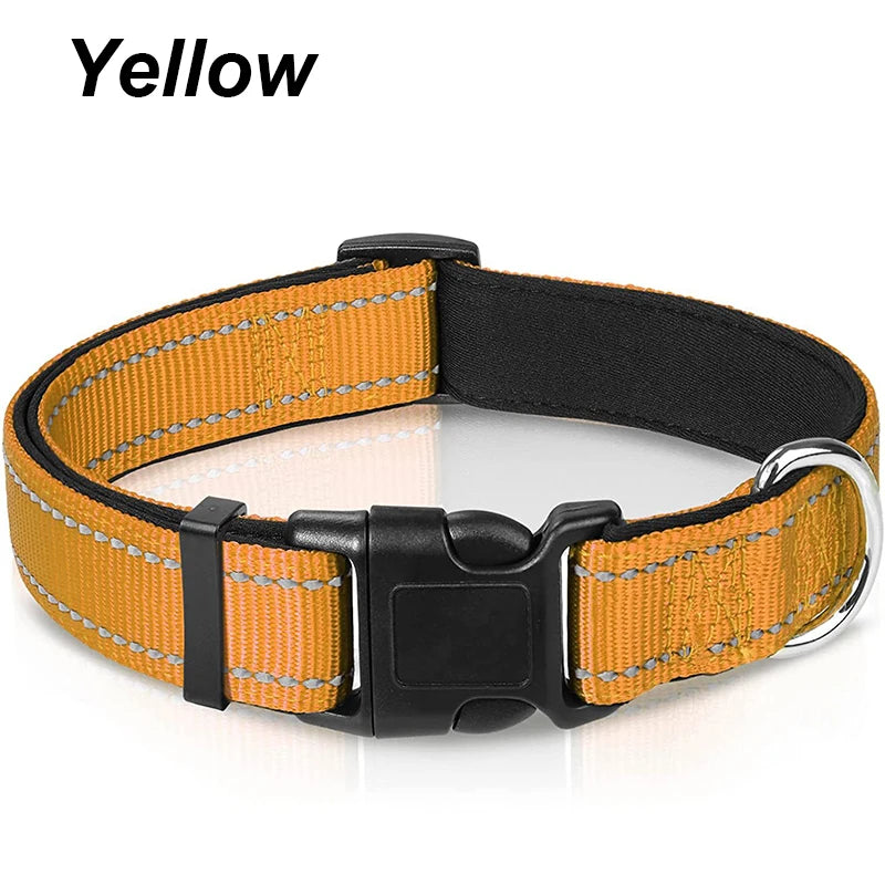Reflective Dog Collar for Medium Large Dogs Soft Neoprene Padded Nylon Sturdy Adjustable Pets Collar for Medium Large Dogs