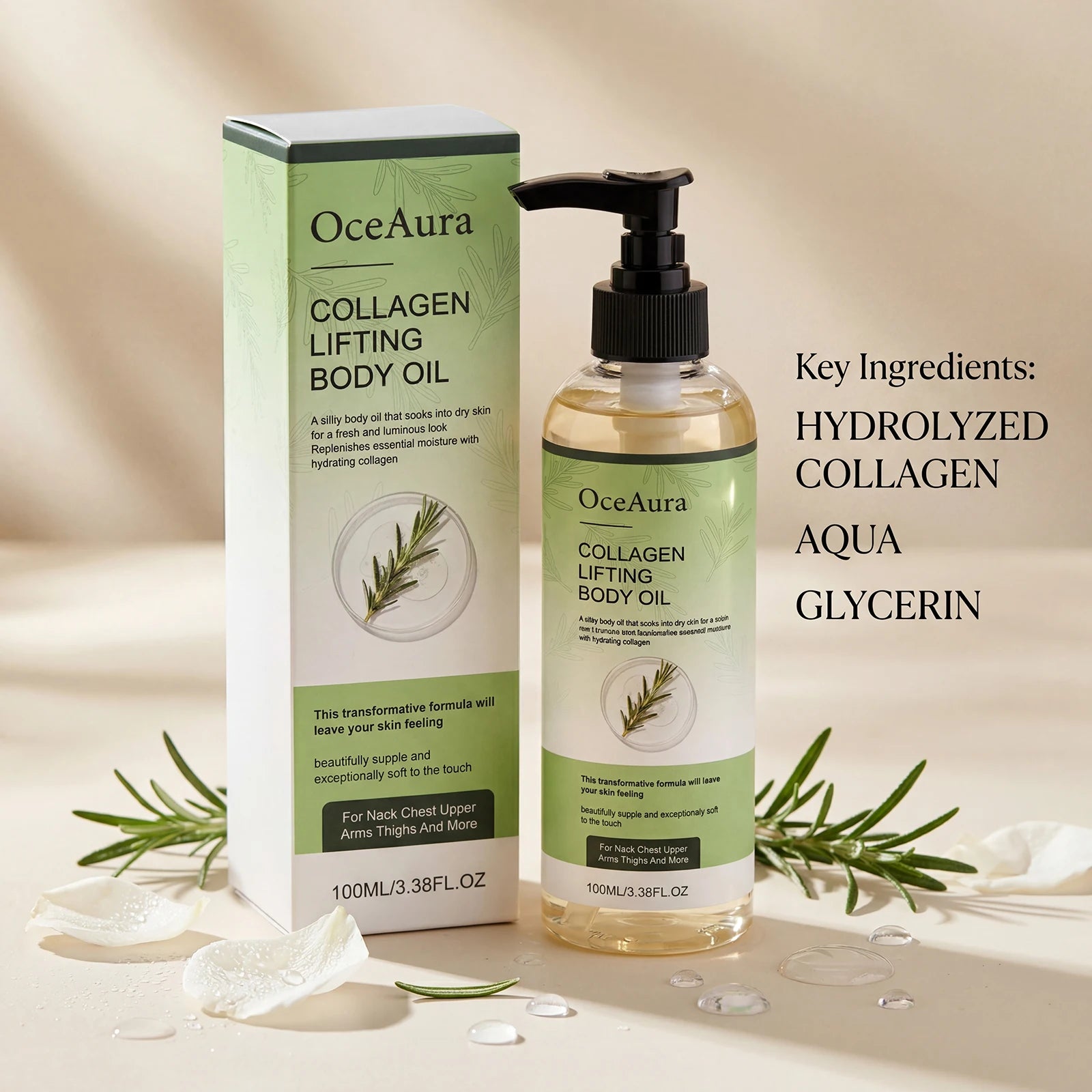Collagen Firming Body Oil Deep Hydration Increase Skin Elasticity Firming Arm Belly Thigh Smooth Refreshing Tighten Body Oil