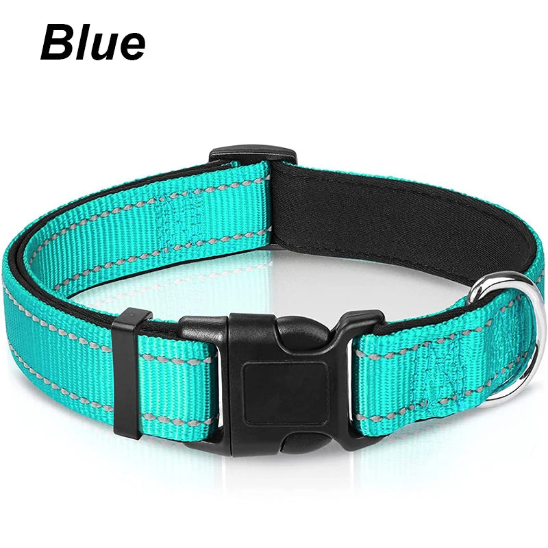 Reflective Dog Collar for Medium Large Dogs Soft Neoprene Padded Nylon Sturdy Adjustable Pets Collar for Medium Large Dogs