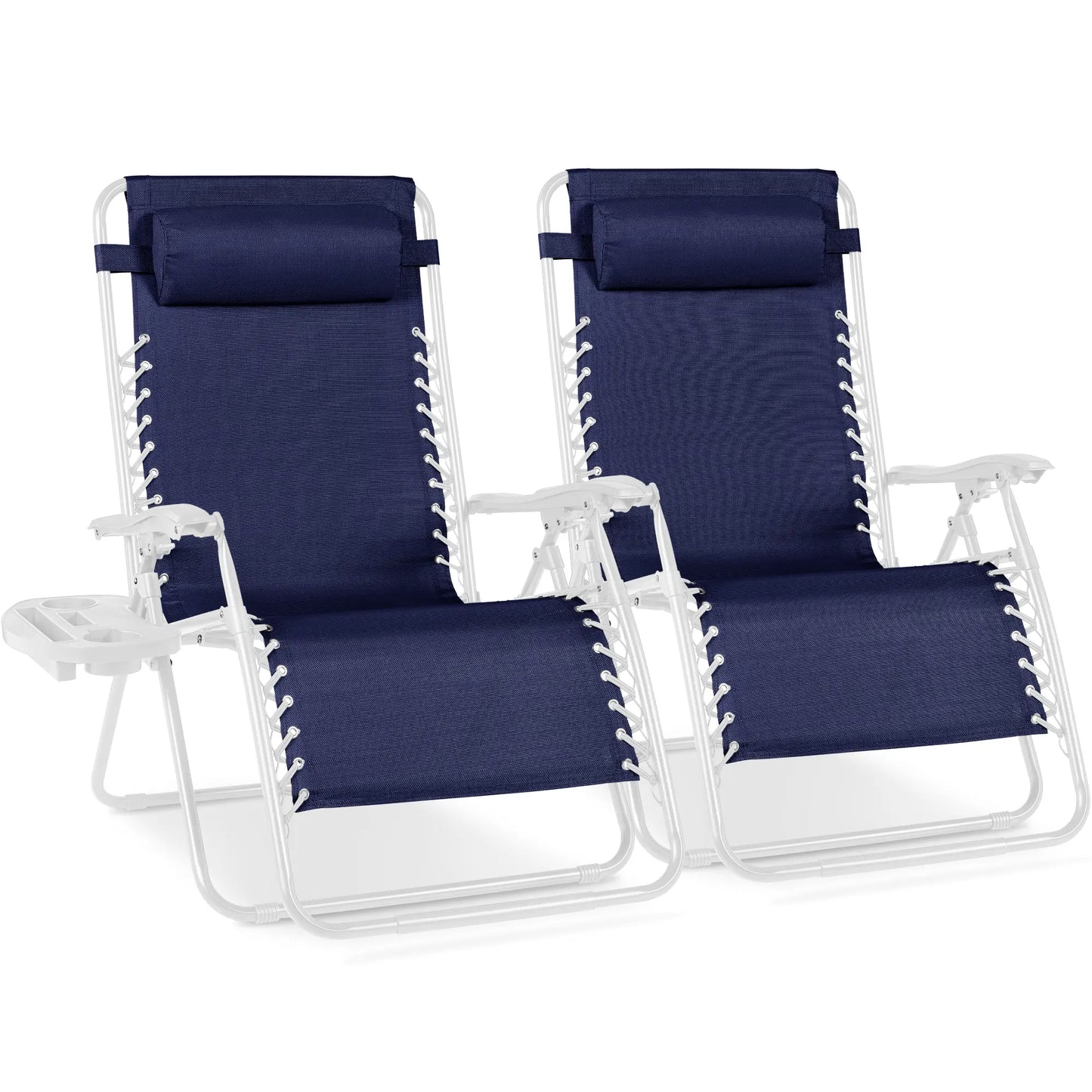 Set of 2 Extra Wide Zero Gravity Lounge Chair Recliners with Cup Holders