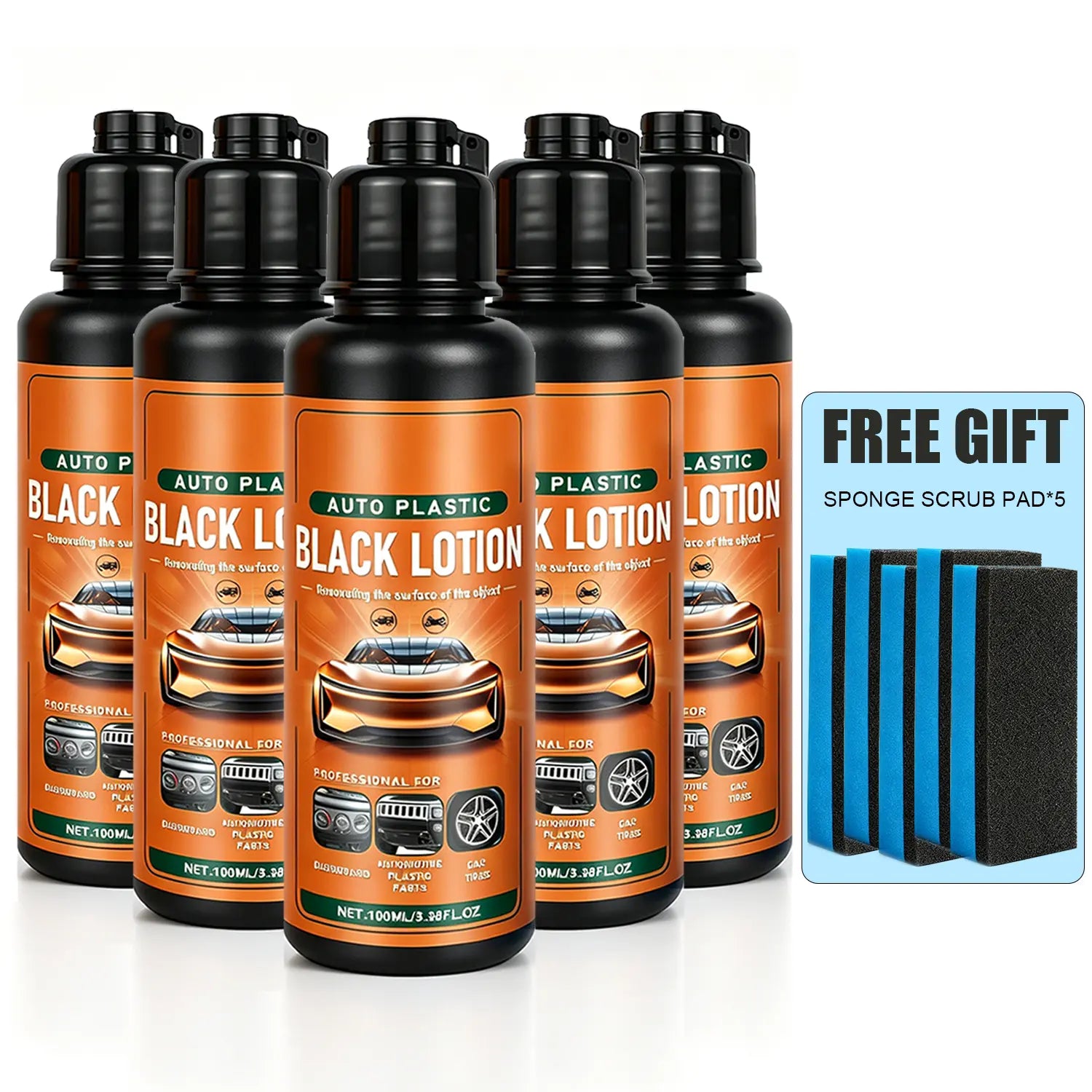 Professional Plastic Restorer for Automotive Trim and Interior – Revitalizes Faded Plastic, Rubber, and Vinyl Surfaces with Applicator Pad