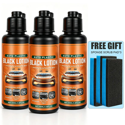Professional Plastic Restorer for Automotive Trim and Interior – Revitalizes Faded Plastic, Rubber, and Vinyl Surfaces with Applicator Pad