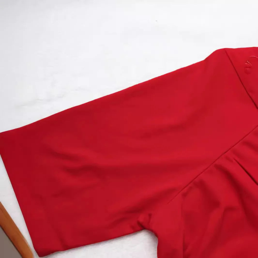 Women'S Spring and Summer Short Sleeve Crew Neck Hip Wrap Skirt Pleated Medium and Long Dress 2026 Trend Retro Spring New