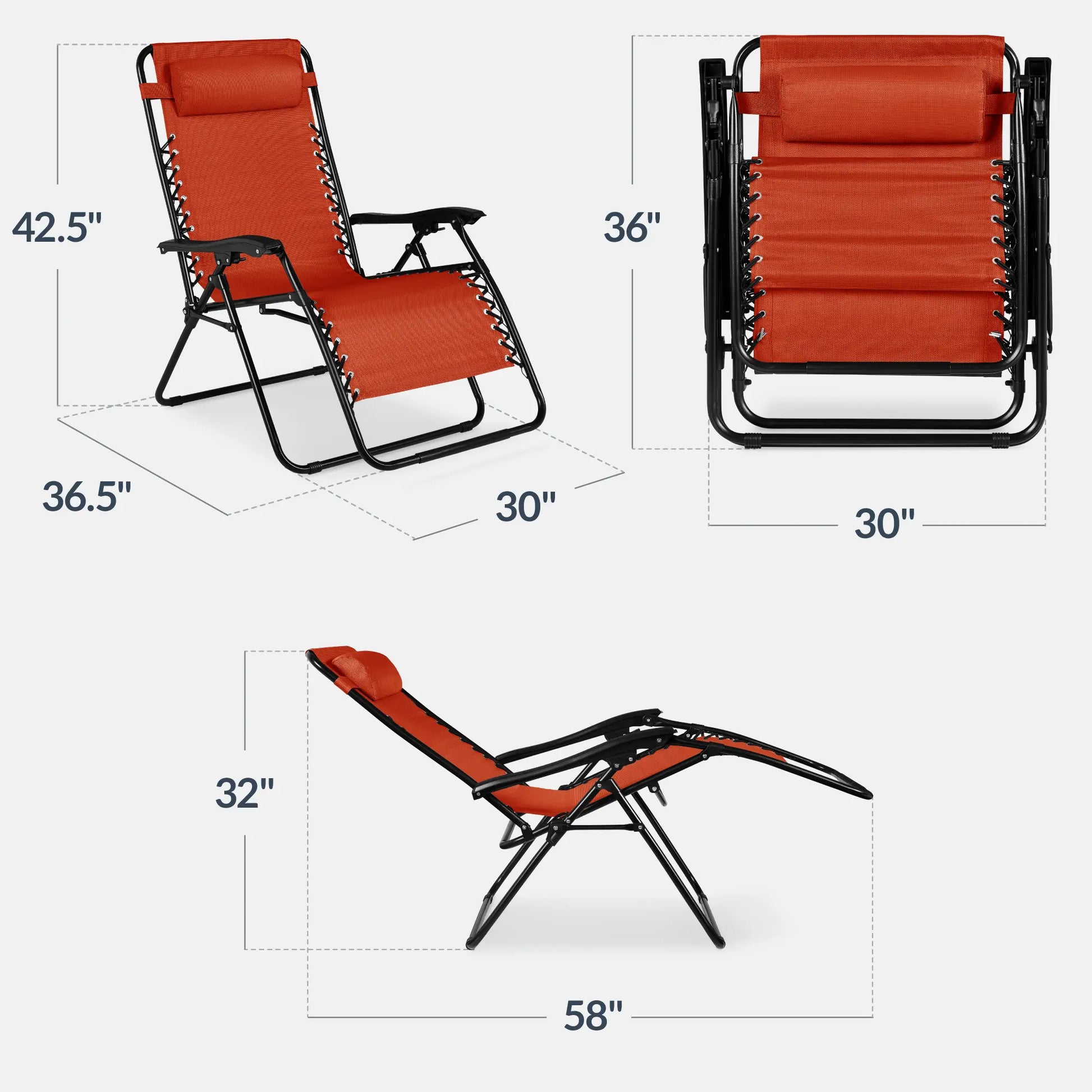 Set of 2 Extra Wide Zero Gravity Lounge Chair Recliners with Cup Holders