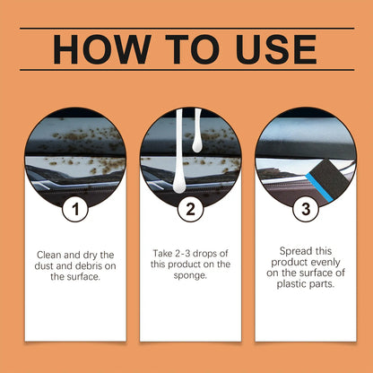 Professional Plastic Restorer for Automotive Trim and Interior – Revitalizes Faded Plastic, Rubber, and Vinyl Surfaces with Applicator Pad