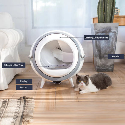 App-Controlled Plastic Square Space Capsule Eco-Friendly Advanced Odor Lock Anti-Tracking Design Automatic Cat Litter Box Tuya
